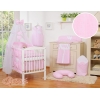 5-delt sengesæt til babyseng Hanging Hearts  Lyserød Pink Striber
