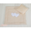 Baby barnevogn sengesæt i 2 dele - Hanging hearts  Beige Polkaprikker