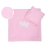 Baby barnevogn sengesæt i 2 dele - Hanging hearts  Lyserød Pink Striber