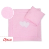 Baby barnevogn sengesæt i 2 dele - Hanging hearts  Lyserød Pink Striber