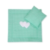 Baby barnevogn sengesæt i 2 dele - Hanging hearts  Mint Polkaprikker