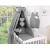 Himmel til babyseng antracit Hjerter