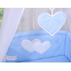 Baby sengesæt i 7 dele med sengehimmel - Hanging Hearts  Blå Polkaprikker