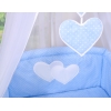 Baby sengesæt i 7 dele med sengehimmel - Hanging Hearts  Blå Polkaprikker
