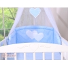 Baby sengesæt i 7 dele med sengehimmel - Hanging Hearts  Blå Polkaprikker