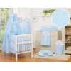 Baby sengesæt i 7 dele med sengehimmel - Hanging Hearts  Blå Striber