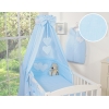 Baby sengesæt i 7 dele med sengehimmel - Hanging Hearts  Blå Striber