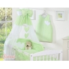 Baby sengesæt i 7 dele med sengehimmel - Hanging Hearts  Grøn