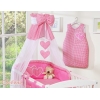 Baby sengesæt i 7 dele med sengehimmel - Hanging Hearts  Lyserød Pink Ternet