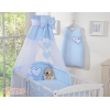 Babysengesæt i 5 dele med sengehimmel - Hanging Hearts  Blå