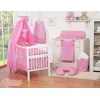 Babysengesæt i 5 dele med sengehimmel - Hanging Hearts  Lyserød Pink Ternet