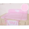 Blød baby skiftemåtte - Hanging Hearts  Lyserød Pink Striber