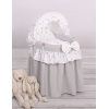 Flettet babykurv for dukker med kaleche  Grå