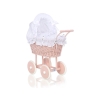 Flettet dukkevogn  Hvid Pulverrosa