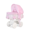 Flettet moseskurv til baby  Lyserød Pink Polkaprikker Amelie