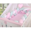 Flettet sengerand til babyseng XXL  Mint Lyserød Hvid Pink
