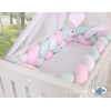 Flettet sengerand til babyseng XXL  Mint Lyserød Hvid Pink