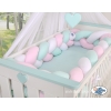 Flettet sengerand til babyseng XXL  Mint Lyserød Hvid Pink