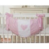 Legetøjspose til tremmeseng - Hanging Hearts  Lyserød Pink Polkaprikker