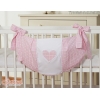 Legetøjspose til tremmeseng - Hanging Hearts  Lyserød Pink Ternet