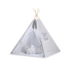 Mega Sæt: Børne tipi telt med legetæppe og puder + dekorative fjer GRATIS!  Grå Polkaprikker