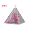 Mega Sæt: Børne tipi telt med legetæppe og puder + dekorative fjer GRATIS!  Lyserød Sort Pink Siksak