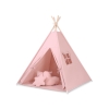Mega Sæt: Børne tipi telt med legetæppe og puder + dekorative fjer GRATIS!  Støvet Pink