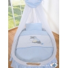 Moseskurv til baby på hjul / Flettet kurv med gardiner - Little Prince/Princess  Blå