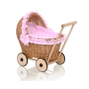 Naturlig flet dukkevogn  Lyserød Pink Polkaprikker