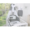 Nyfødt baby sengesæt i 11 dele med sengehimmel - Little Prince/Princess  Antracit