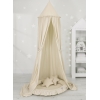Sæt: Hængende sengehimmel + babyrede med flæser + puder  Beige