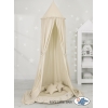 Sæt: Hængende sengehimmel + babyrede med flæser + puder  Beige