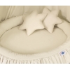 Sæt: Hængende sengehimmel + babyrede med flæser + puder  Beige