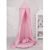 Sæt: Hængende sengehimmel + babyrede med flæser + puder  Lyserød Pink