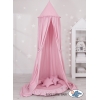 Sæt: Hængende sengehimmel + babyrede med flæser + puder  Lyserød Pink
