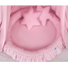 Sæt: Hængende sengehimmel + babyrede med flæser + puder  Lyserød Pink