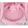 Sæt: Hængende sengehimmel + babyrede med flæser + puder  Lyserød Pink