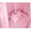 Sæt: Hængende sengehimmel + babyrede med flæser + puder  Lyserød Pink