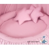 Sæt: Hængende sengehimmel + babyrede med flæser + puder  Lyserød Pink