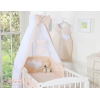 Sæt til babyseng i 7 dele med sengehimmel Hjerter  Beige Polkaprikker