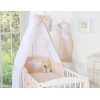 Sæt til babyseng i 7 dele med sengehimmel Hjerter  Beige Polkaprikker