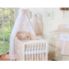 Sæt til babyseng i 7 dele med sengehimmel Hjerter  Beige Polkaprikker