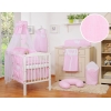 Sæt til babyseng i 7 dele med sengehimmel Hjerter  Lyserød Pink Striber