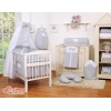 Sæt til babyseng Pudebetræk Dynebetræk Sengerand Sengehimmel Svøbetæppe   Grå Polkaprikker