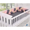 Sengerand flettet til tremmeseng 180cm  Beige Antracit Støvet Pink