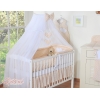 Sengesæt i 11 dele med myggenet-stativ - Hanging Hearts  Beige Polkaprikker