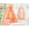 Sengesæt i 11 dele med sengehimmel-stativ - Hanging Hearts  Fersken
