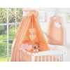 Sengesæt i 11 dele med sengehimmel-stativ - Hanging Hearts  Fersken