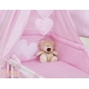 Sengesæt i 11 dele med sengehimmel-stativ - Hanging Hearts  Lyserød Pink Polkaprikker