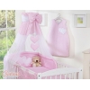 Sengesæt i 11 dele med sengehimmel-stativ - Hanging Hearts  Lyserød Pink Polkaprikker